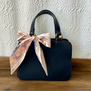 Liz Claiborne Navy Leather Women’s Bag with brass hardware